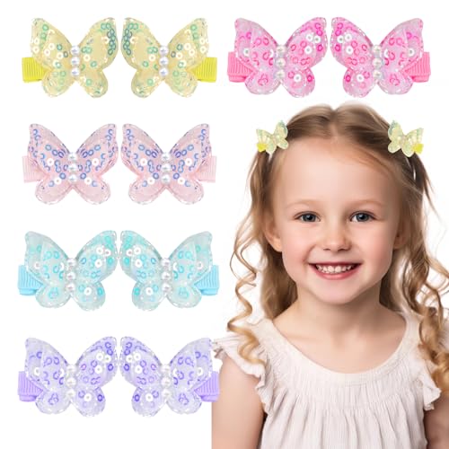 10 Stück Schmetterlings Haarspangen Mädchen,3d Bunte Pailletten Schmetterling Haarspange mit Perlen,Realistische Glitter Schmetterlingsclip Haarschmuck für Mädchen Baby Kinder Haar Accessoires von loghohu