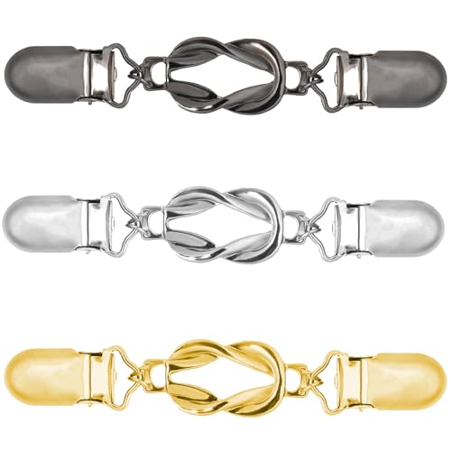 3 Stück Cinch Clip,Vintage Cardigan Clip,Gold Silber Schwarz Clips für Kleidung,Metall Kleider Waist Clinch Clips für Damen und Mädchen Pullover, Kleider, Strickjacken, Hemden, TüCher, Jackeken von loghohu