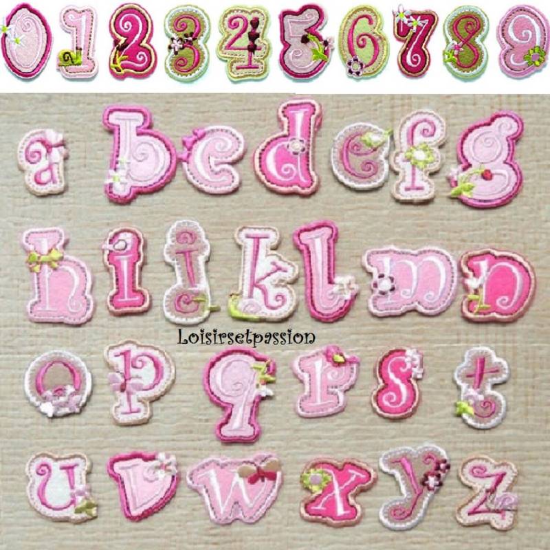 Mantel Jacke Gestickt Patch - Ziffern/Buchstaben Alphabet, Schmetterling Blume Rose Ton 3-4.5 X 2 Bis 4 cm von loisirsetpassion