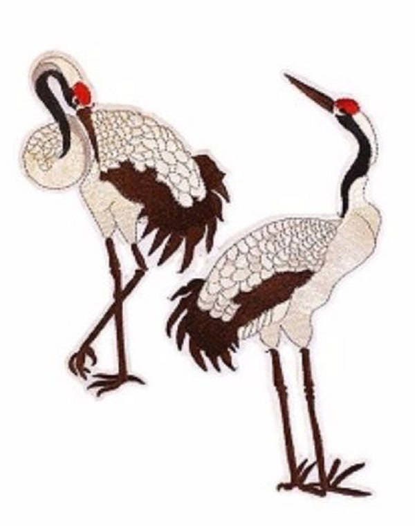 Paar Vogelstorchenkranich 18 X 23 cm Großer Patch Bestickt Thermokleber - Wandleuchte Zum Bügeln Paar Vogelstorchenkranich 18 X 23 cm Großer Patch Bestickt Thermokleber - Wandleuchte Zum Bügeln von loisirsetpassion