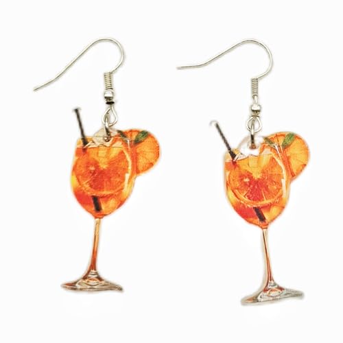 1 Pair Orange Ohrringe Hängend Lustige Orangensaft-Cocktail Orangen Ohrringe Damen Flaches Design Tropfenohrringe für AperolOhrringe Ohrschmuck für Aperol Geschenk Frauen Mädchen von lokxmve