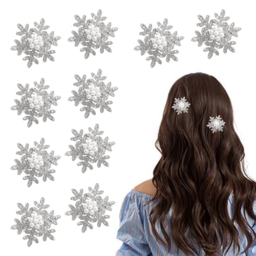 10 Stück Schneeflocken Haarschmuck Weihnachten Silber Weihnachten Haarspange Schneeflocke Glitzer Weihnachts Haarschmuck mit Prlen Strasssteinen for Damen Mädchen Hochzeit Weihnachtsfeier Winter Party von lokxmve