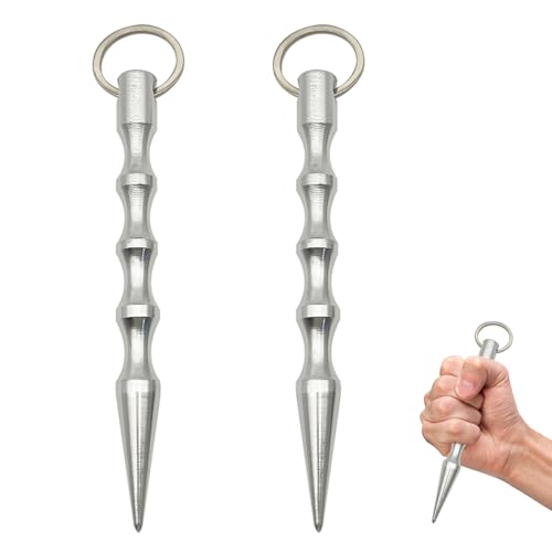 2Stück Kubotan Selbstverteidigung Waffen Legal Selbstverteidigung Schlüsselanhänger Verteidigungs Waffen für Frauen Self Defense Keychain mit Ergonomischem Griff Druckverstärker Effektive Selbstschutz von lokxmve