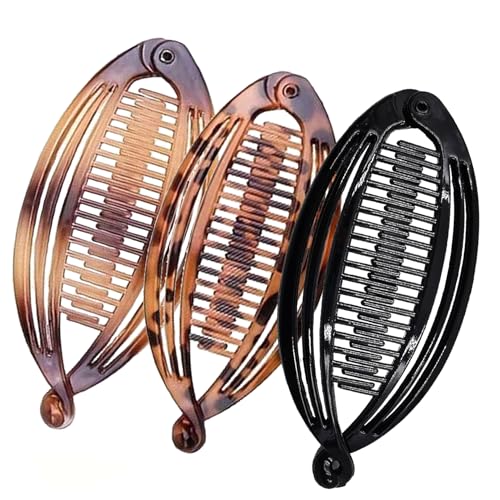 3 Stück Banana Clip Haar Bananenspange Haare Vintage Fischschwanz Haarspange Französische Bananen Haarspange Bananenklammer für Frauen Mädchen Haarbananenspange für Langes Lockiges Glattes Haar von lokxmve