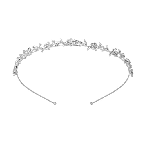 Braut Haarschmuck Diadem Glitzer Kristall Haarreif Hochzeit Silber Blumen Haarreifen Damen Elegante Feen Kopfschmuck Krone Stirnband Tiara Kopfschmuck für Frauen Mädchen Hochzeit Proms Parteien von lokxmve