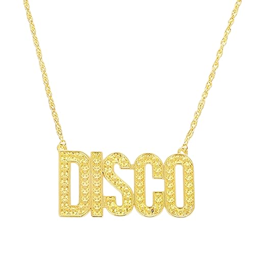Disco Kette Gold Goldkette Fasching Disco Goldschmuck 70er 80er 90er Jahre Outfit Herren Hippie Accessoires Rapper Hip Hop Schmuck für Halloween Fasching Karneval Cosplay Mottopartys Kostüm Zubehör von lokxmve
