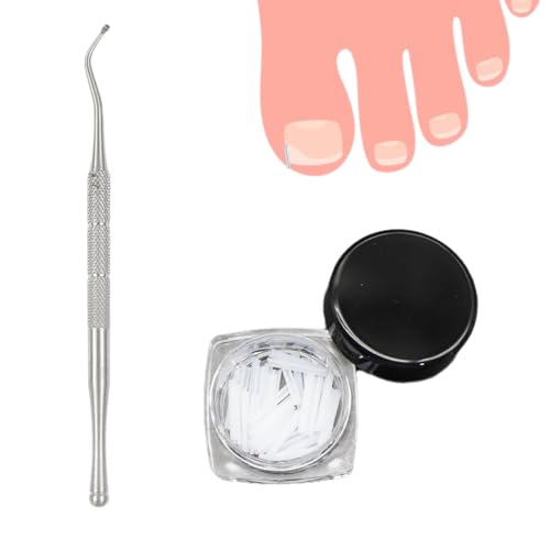 Korrektur Eingewachsene Zehennägel Set 40 Stück Transparenter Nagelfalztamponade Rohr mit Zehennagelheber Korrektur Eingewachsener Zehennagel Werkzeug Zehennagel Korrektur Patch für Frauen Männern von lokxmve