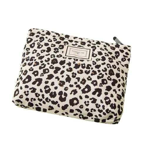 Leo Kosmetiktasche Damen Segeltuch Kosmetiktaschen Make Up Tasche mit Reißverschluss Tragbare Kulturbeutel Leopardenmuster Kosmetikbeutel Klein für Handtasche Schminktasche Organizer für Damen Mädchen von lokxmve