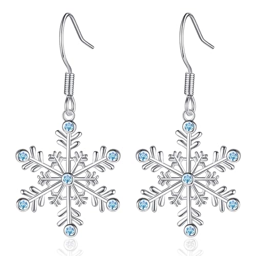 Weihnachtsohrringe Schneeflocken Ohrringe Silber Hängend Ohrringe Schneeflocke für Damen Mädchen Ohrschmuck Weihnachten Hypoallergen Weihnachten Tropfen Ohrring for Weihnachtsfeier Winter Schmuck von lokxmve