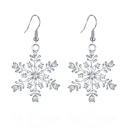 Weihnachtsohrringe Schneeflocken Ohrringe Silber Hängend Schneeflocke Ohrringe für Damen Mädchen Ohrschmuck Weihnachten Hypoallergen Weihnachten Tropfen Ohrring for Weihnachtsfeier Winter Schmuck von lokxmve