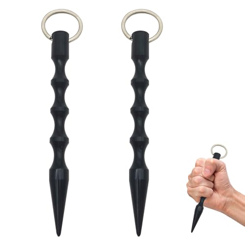 lokxmve 2 Stück Kubotan Selbstverteidigung Waffen Legal Selbstverteidigung Schlüsselanhänger,Self Defense Verteidigungs Waffen für Frauen Abwehr Selbstverteidigung Frauen Stick Keychain mit Griff von lokxmve
