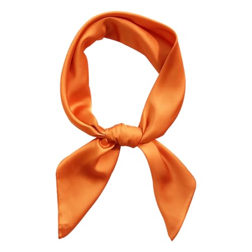 lokxmve Seidentuch Damen 70 x 70cm Weich Halstuch Damen Seide Leicht Eleganter Seidenschal Vielseitiges Seidentücher Bandana Kopftuch Schal Quadratisch Tuch Silk Scarf Geschenk für Frauen(Orange) von lokxmve