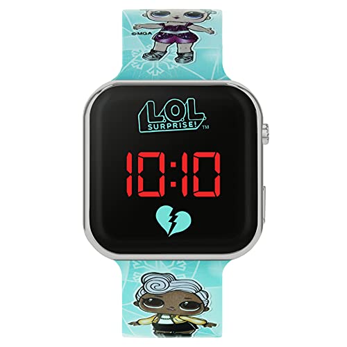 lol surprise Mädchen LED Uhr mit Silikonarmband LOL4531ARG, blau, Armband von Disney