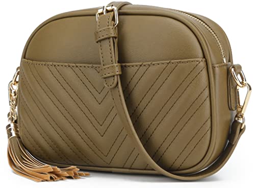 lola mae Gesteppte Umhängetasche, trendiges Design Schultertasche, Oliv/Blatt für mich (Leaf It to Me), Small von lola mae