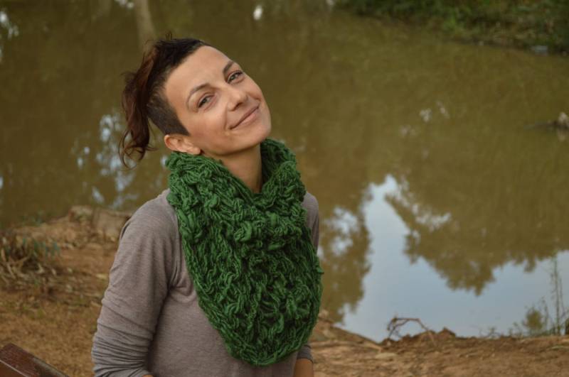 Gestrickte Grün - Elegante Und Gemütliche Motorhaube Handgemachte Garn 100 % Wolle Schal Poncho von lolandlif