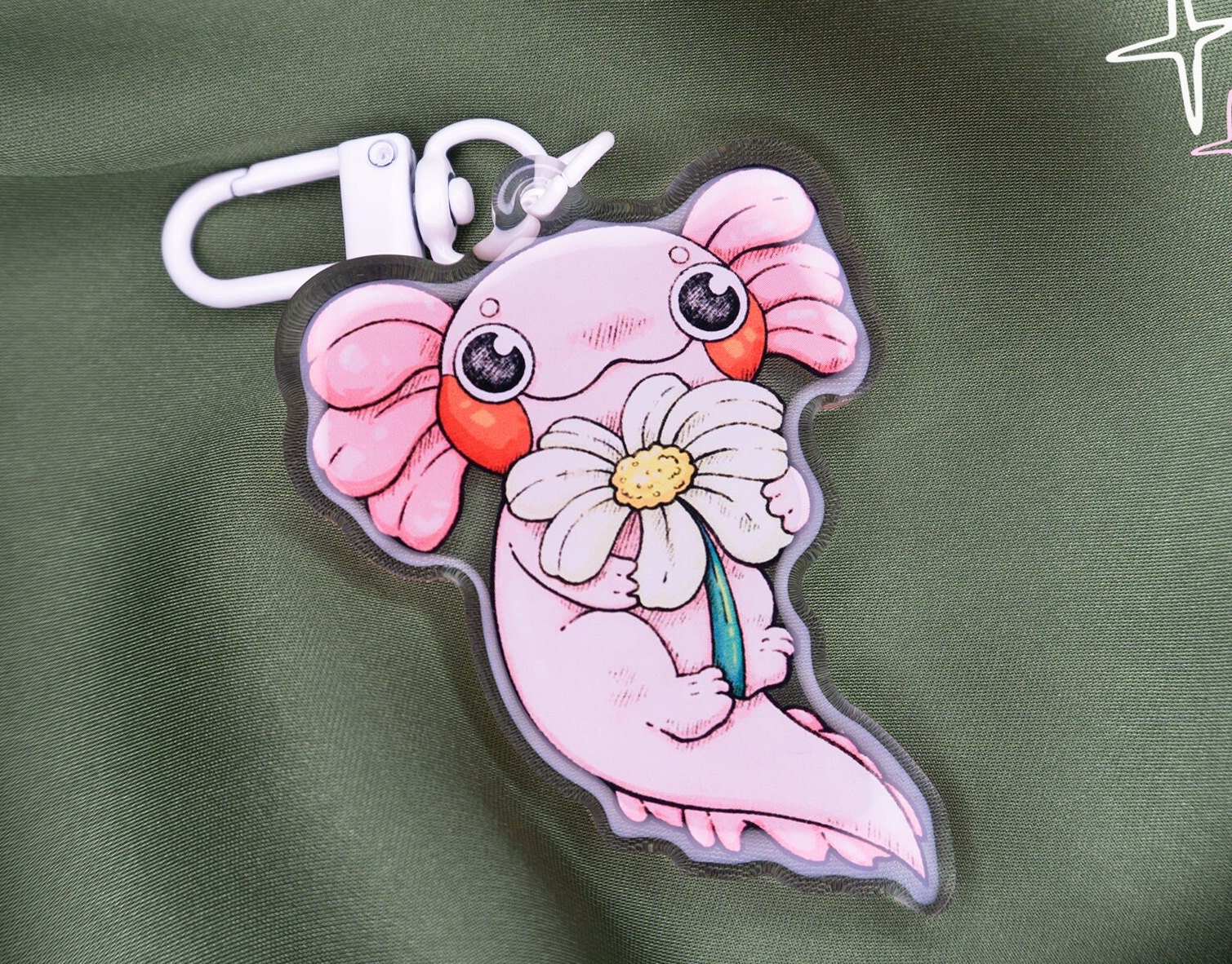 Axolotl Mit Blume - Acrylanhänger von lollilosart