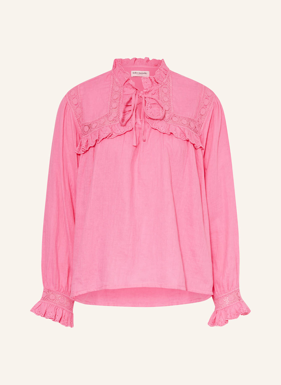 Lollys Laundry Blusenshirt Gemmall Mit Rüschen Und Lochspitze pink von lollys laundry