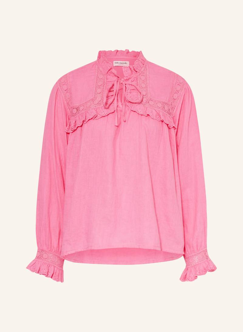 Lollys Laundry Blusenshirt Gemmall Mit Rüschen Und Lochspitze pink von lollys laundry