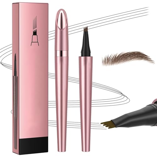 lomdung 3D Microblading Augenbrauenstift, Augenbrauenstift Wasserfest mit 4 Gabelspitzen, Wischfest Eyebrow Pencil Kann Leicht Natürliche Augenbrauenfarbe, Magischer Augenbrauenstift (Braun) von lomdung