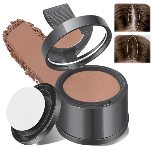 lomdung Ansatzpuder, Langanhaltend Haaransatz Puder mit Spiegel Schwamm, Wasserdicht Haarpuder für Frauen und Männer, Soforteffekt Haar Concealer zur Haarverdichtung, Ansatz kaschieren, Hellbraun von lomdung