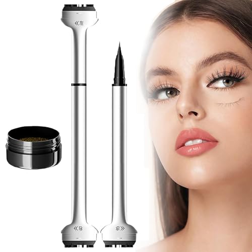 lomdung Wimpern Untere Stempel mit Tinte Und Eyeliner, 2 in 1 Lower Eyelash Stamp Set, Eyeliner-Stift, Wiederverwendbar Lower Lash Stamp, Wasserfest und Schweißfest, für Make Up Anfänger(Braun) von lomdung