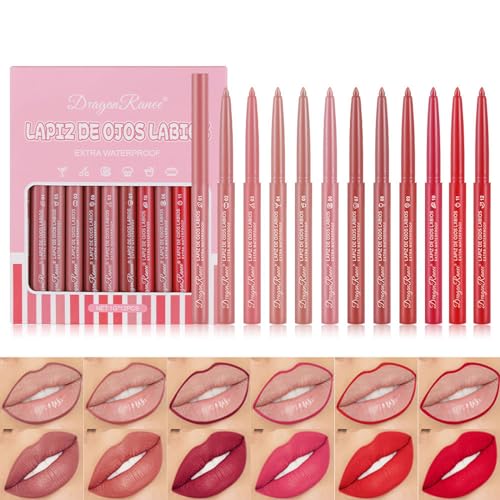 12PCS Lipliner Set, Samtmatte Wasserdichte Dauerhafte Lipgloss, Verwendet für Dekoration und Füllung, Hohe Farbwiedergabe, Nicht Fettig, Schaffen Perfekte Lippen Make-up für Frauen (# A) von longyier