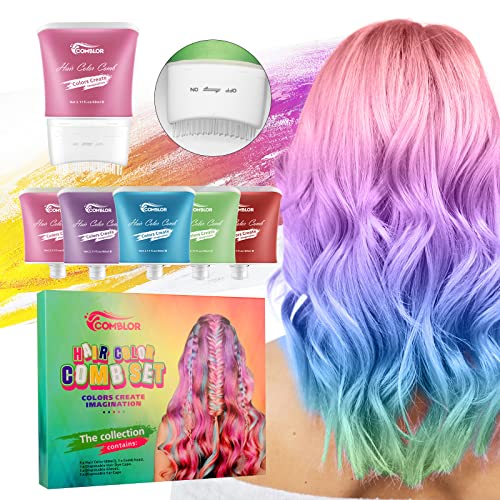 Temporäre Haarfärbemittel 5 Farben, Temporäre Haarfarbe Kamm Set Haarfärbewachs Auswaschbare Haarfarbe Wachs Styling Haartone Haarfärbemittel für Dunkles Haar, Haarkreide für Kinder, Halloween, Party von lonstin