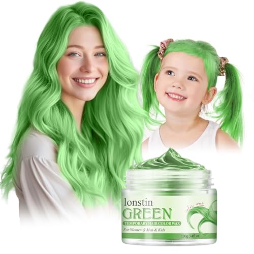 Temporäre Haarfarbe Auswaschbar, Temporäre Haarwachs Farbe Haarfarbe Wachs Natürliche Frisur Pomade Für Männer Frauen Party Cosplay Halloween Christmas (Grün, Grün) von lonstin