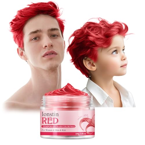 Temporäre Haarfarbe Auswaschbar, Temporäre Haarwachs Farbe Haarfarbe Wachs Natürliche Frisur Pomade Für Männer Frauen Party Cosplay Halloween Christmas (red, red) von lonstin