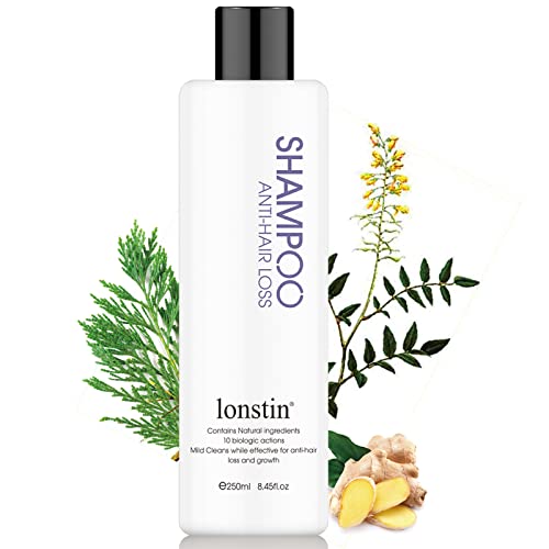 lonstin Anti Haarverlust Shampoo, Haarshampoo, Haarwachstums Shampoo, Reduziert Effektiv Haarausfall und Hilft Haar, Regenerierend, Ingwer Shampoo für Männer und Frauen, 250ml von lonstin