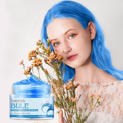 Haartönungen Temporäre Haarfarbe Auswaschbar blue, Temporäre Haarwachs Farbe Haarfarbe Wachs Natürliche Frisur Pomade Für Männer Frauen Party Cosplay Halloween Christmas von lonstin