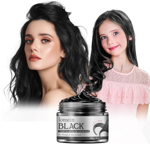Temporäre Haarfarbe Auswaschbar, Temporäre Haarwachs Farbe Haarfarbe Wachs Natürliche Frisur Pomade Für Männer Frauen Party Cosplay Halloween Christmas (black, black) von lonstin