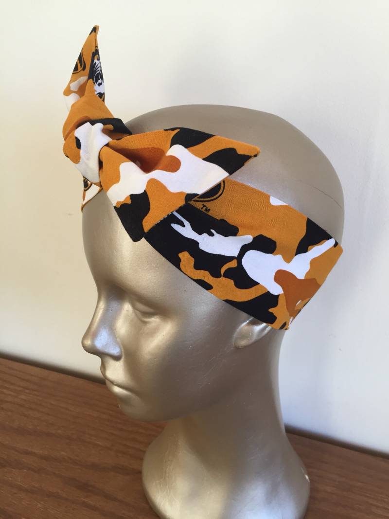 Mizzou Schwarz Gold Camo Print Stirnband Knoten von lookatmybooties