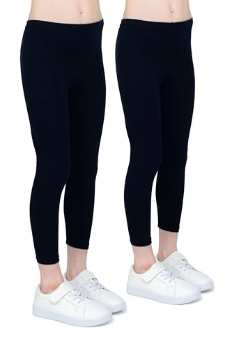 looksy 2er-Pack Mädchen-Leggings aus Baumwolle – Kinderhosen für Sportunterricht Tanz Sport – Weiche elastische Lange Hosen für Schule Alltag und Aktivitäten, Marineblau 7 Jahre (122 cm) looksy 2er-Pack Mädchen-Leggings aus Baumwolle – Kinderhosen für Sportunterricht Tanz Sport – Weiche elastische Lange Hosen für Schule Alltag und Aktivitäten, Marineblau 7 Jahre (122 cm) von looksy