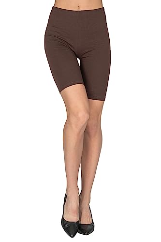 looksy Damen Kurze Leggings Baumwolle Radlerhose Knielang Sommer Fahrradshorts Yoga Sport, Braun, Gr. L von looksy