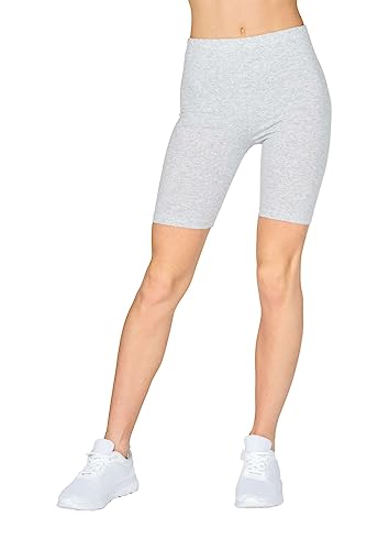 looksy Damen Kurze Leggings Baumwolle Radlerhose Knielang Sommer Fahrradshorts Yoga Sport, Grau Melange, Gr. 3XL von looksy