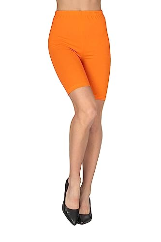 looksy Damen Kurze Leggings Baumwolle Radlerhose Knielang Sommer Fahrradshorts Yoga Sport, Orange, Gr. 3XL von looksy