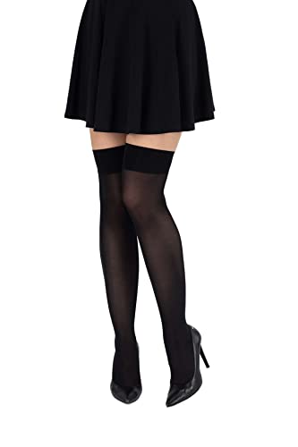 looksy Schwarz Overknee-Socken für Damen kniehoch lang einfarbig für Mädchen Schule Cosplay Uniform Strümpfe 60 den, Nero von looksy