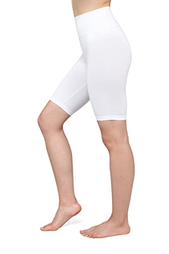 looksy Damen-Radhose, nahtlos, dehnbar, knielange Leggings, breiter Gürtel, hohe Taille, Sport-Workout, Bianco Size S/M von looksy