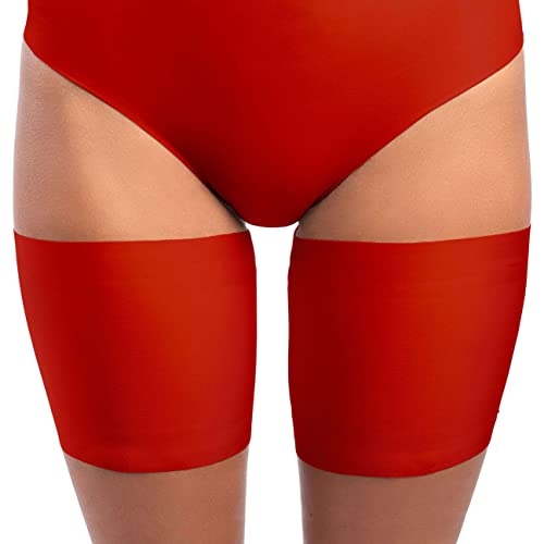 looksy Elastische Rot berschenkelbänder Unisex Anti-Scheuern dehnbar verhindern Oberschenkel Reiben Satin gefüttert Protektor Anti-Rutsch-Silikon, Rosso Gr. 2XL von looksy