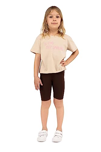 looksy Fahrradshorts für Mädchen – Klassische einfarbige und lebendige Farben elastischer Bund bequemer und atmungsaktiver Baumwollstoff langlebig und einfach zu tragen, Braun 11 Jahre (146 cm) von looksy