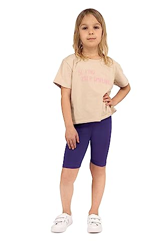 looksy Fahrradshorts für Mädchen – Klassische einfarbige und lebendige Farben elastischer Bund bequemer und atmungsaktiver Baumwollstoff langlebig und einfach zu tragen, Violett 8 Jahre (128 cm) von looksy