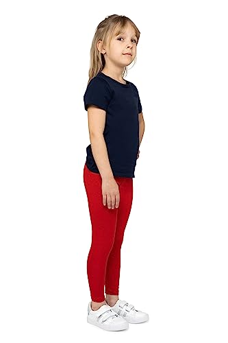 looksy Warme Baumwoll-Leggings für Mädchen für den Winter, Kinderhose, Thermo-Hose für Kinder an kalten Tagen, Rot 140 cm (10 Jahre) von looksy