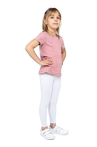 looksy Warme Baumwoll-Leggings für Mädchen für den Winter, Kinderhose, Thermo-Hose für Kinder an kalten Tagen, Weiß 104 cm (4 Jahre) von looksy