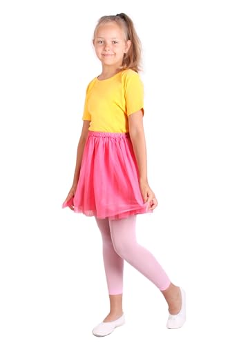 looksy Mädchen 7/8 Länge Fußlose Strumpfhose für Rock Kleid Tunika Dünne Leggings für kleine Dame Modische Kinder Ballett Gymnastik Schulhose, Alice, Rosa 122/128 cm (7/8 Jahre) von looksy