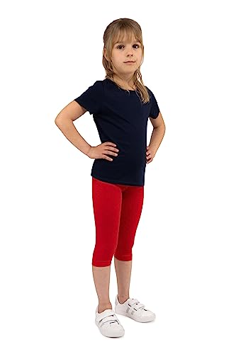 looksy Mädchen-Leggings – Capri-Sommerhose im Basic-Stil, Nicht durchsichtig, bequem, für den täglichen Gebrauch, weicher, atmungsaktiver Baumwollstoff, Rot 4 Jahre (104 cm) von looksy