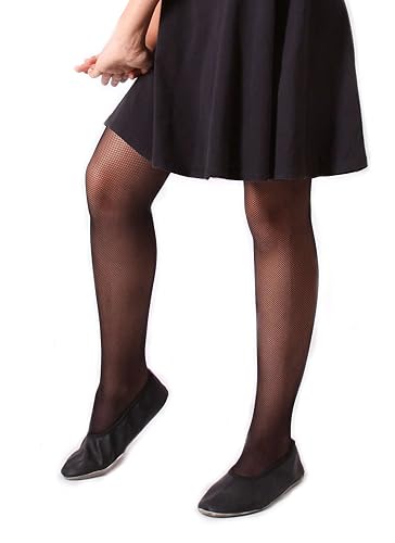 looksy Netzstrumpfhose für Mädchen strapazierfähige Netz Strumpfhose bequem kleines Rauten Netzmuster modische Strumpfwaren Tanzschule Party Lena, Nero 5-6 Jahre (110-116 cm) von looksy