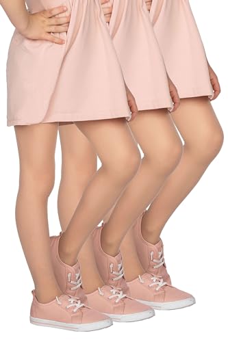 looksy Tonia Packung mit 3 Paaren italienischen Mädchen-Strumpfhosen in Beige, 20 DEN, leichte, transparente Strumpfhosen mit glattem Fuß, Ballett- und Tanzschulstrümpfe, Natural 9/10 Jahre von looksy