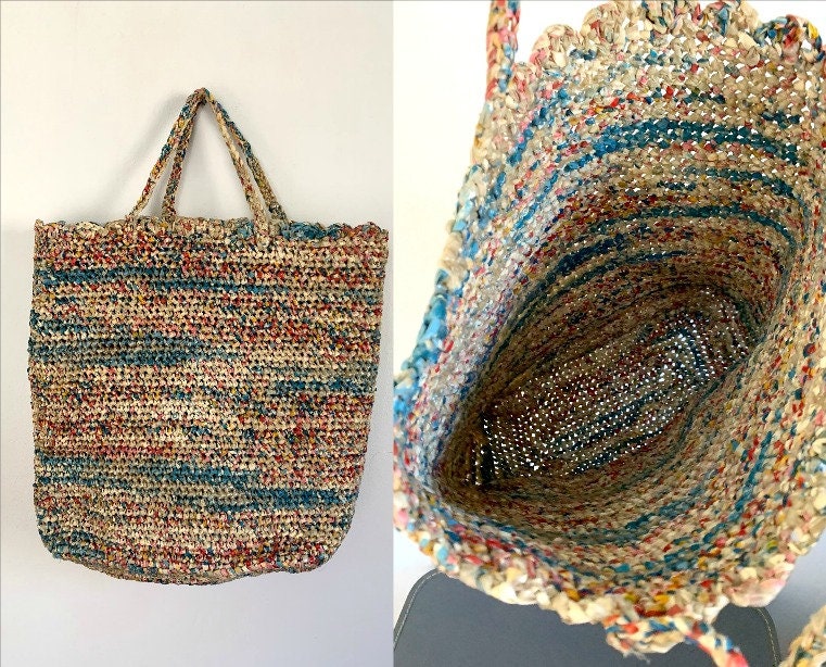 Recycelte Wachspapier Tote Bubble Gum Wrapper Bag Bazooka Comics Ooak von looseendsvintage