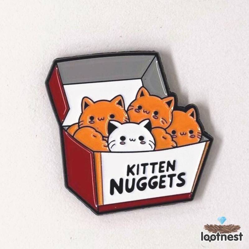 Emaille Pin "Kätzchen Nuggets" | Niedliche Katze Box Beutenest von lootnest